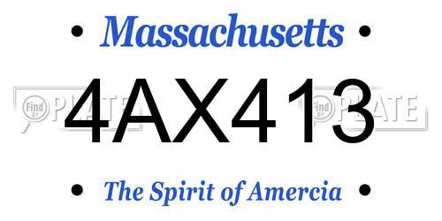 4AX413 Massachusetts License Plate