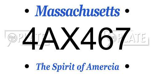 4AX467 Massachusetts License Plate