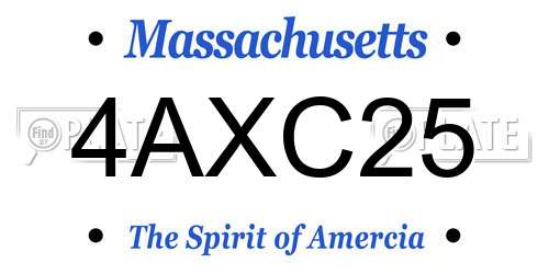 4AXC25 Massachusetts License Plate