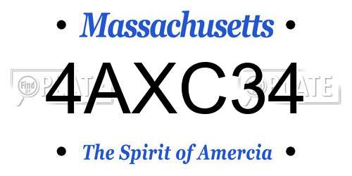 4AXC34 Massachusetts License Plate