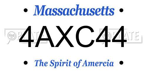 4AXC44 Massachusetts License Plate