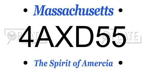 4AXD55 Massachusetts License Plate