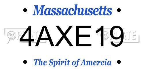 4AXE19 Massachusetts License Plate