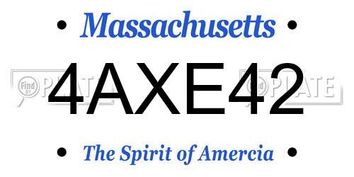 4AXE42 Massachusetts License Plate