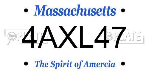 4AXL47 Massachusetts License Plate