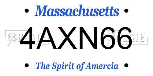 4AXN66 Massachusetts License Plate