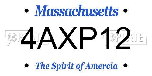 4AXP12 Massachusetts License Plate