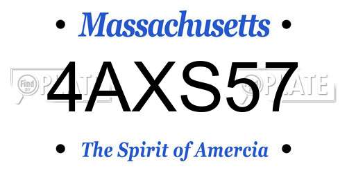 4AXS57 Massachusetts License Plate