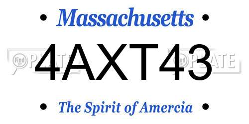4AXT43 Massachusetts License Plate