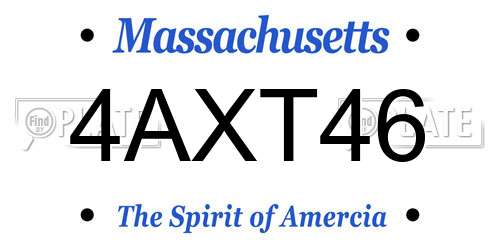 4AXT46 Massachusetts License Plate