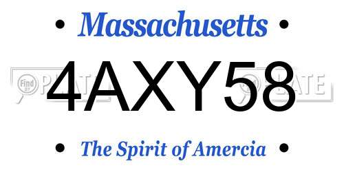 4AXY58 Massachusetts License Plate