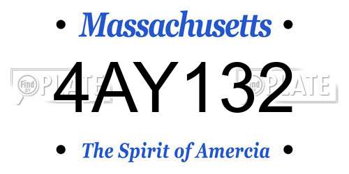 4AY132 Massachusetts License Plate