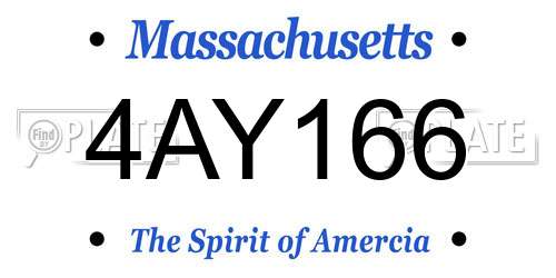 4AY166 Massachusetts License Plate