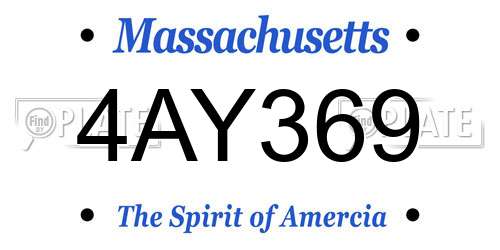 4AY369 Massachusetts License Plate