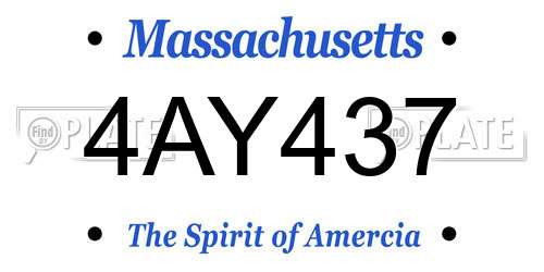 4AY437 Massachusetts License Plate