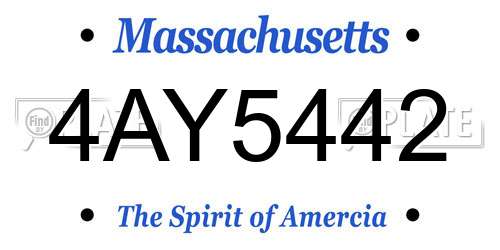 4AY5442 Massachusetts License Plate