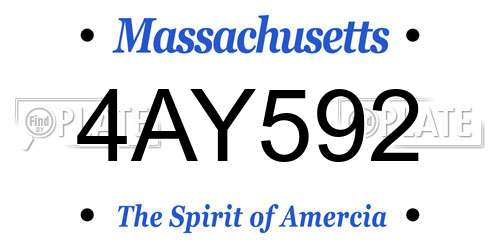 4AY592 Massachusetts License Plate