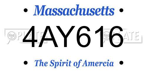 4AY616 Massachusetts License Plate