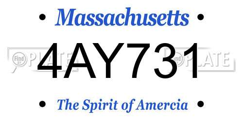 4AY731 Massachusetts License Plate