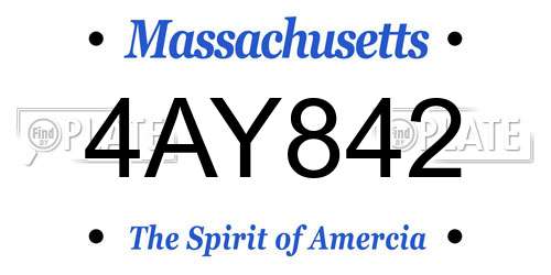 4AY842 Massachusetts License Plate