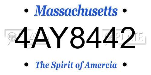 4AY8442 Massachusetts License Plate