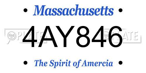 4AY846 Massachusetts License Plate