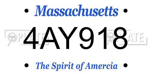 4AY918 Massachusetts License Plate