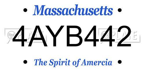 4AYB442 Massachusetts License Plate