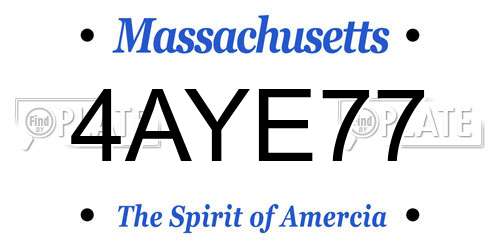 4AYE77 Massachusetts License Plate