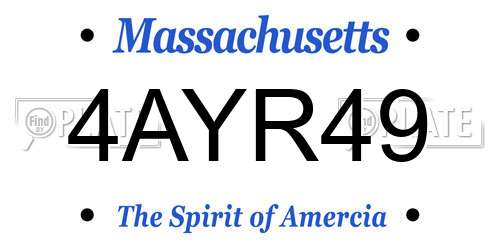 4AYR49 Massachusetts License Plate