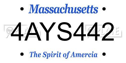 4AYS442 Massachusetts License Plate