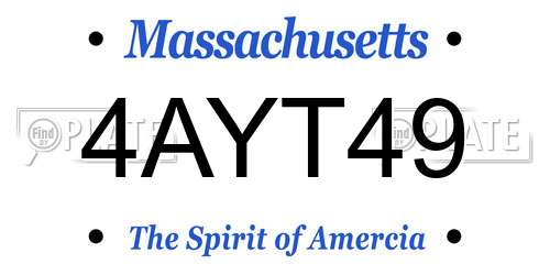 4AYT49 Massachusetts License Plate