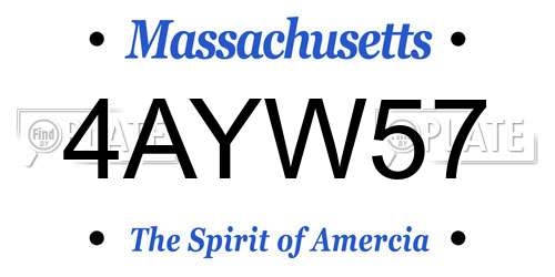 4AYW57 Massachusetts License Plate