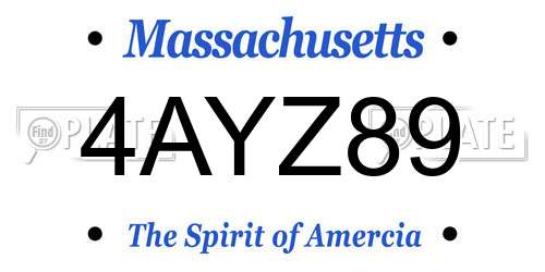 4AYZ89 Massachusetts License Plate