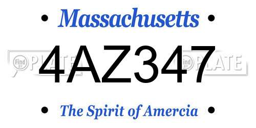 4AZ347 Massachusetts License Plate