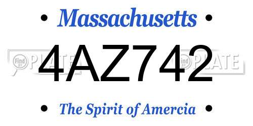 4AZ742 Massachusetts License Plate