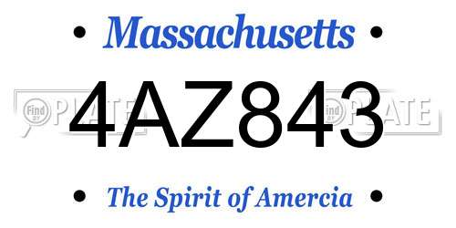 4AZ843 Massachusetts License Plate
