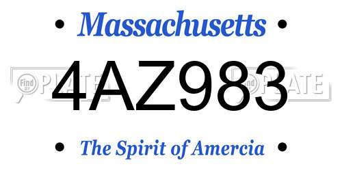 4AZ983 Massachusetts License Plate