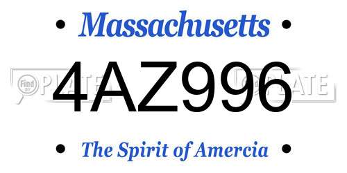 4AZ996 Massachusetts License Plate