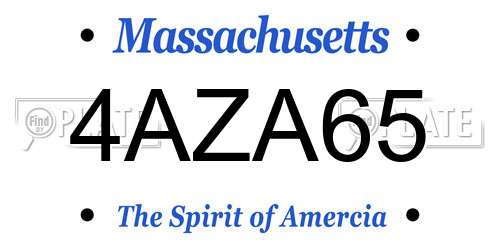 4AZA65 Massachusetts License Plate