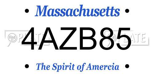 4AZB85 Massachusetts License Plate