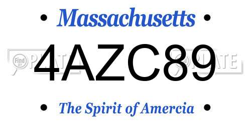 4AZC89 Massachusetts License Plate