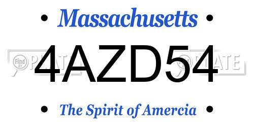 4AZD54 Massachusetts License Plate