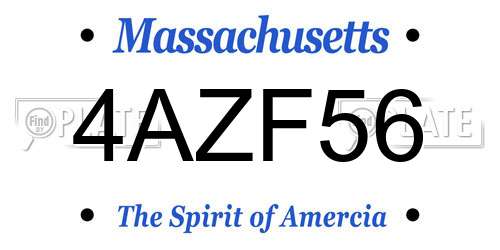 4AZF56 Massachusetts License Plate