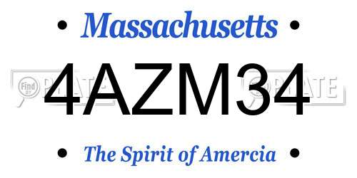 4AZM34 Massachusetts License Plate