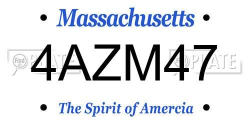 4AZM47 Massachusetts License Plate