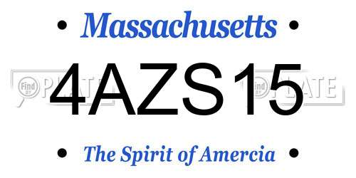 4AZS15 Massachusetts License Plate