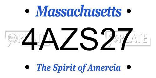 4AZS27 Massachusetts License Plate