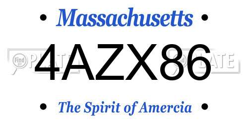 4AZX86 Massachusetts License Plate