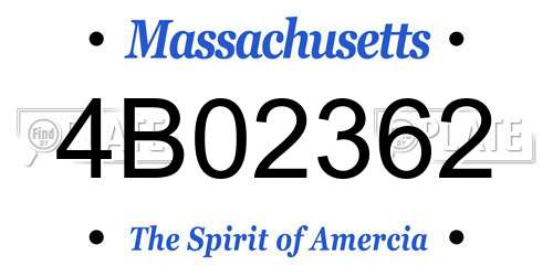 4B02362 Massachusetts License Plate